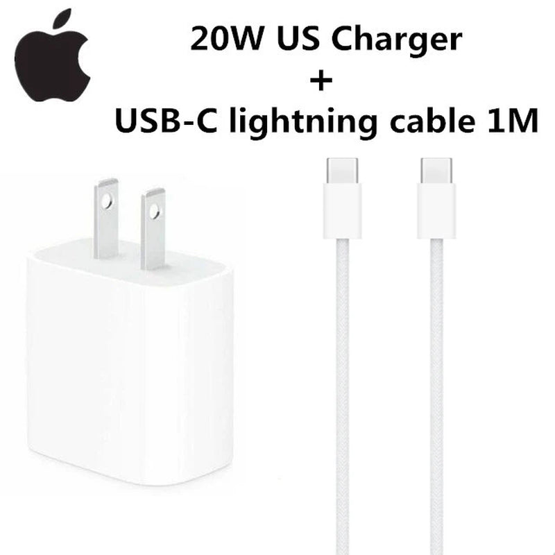 2025 20W Fast USB-C Power Adapter for iPhone 16/15/14/13/12 Mini Pro Max - High-Speed Charging Cable Included