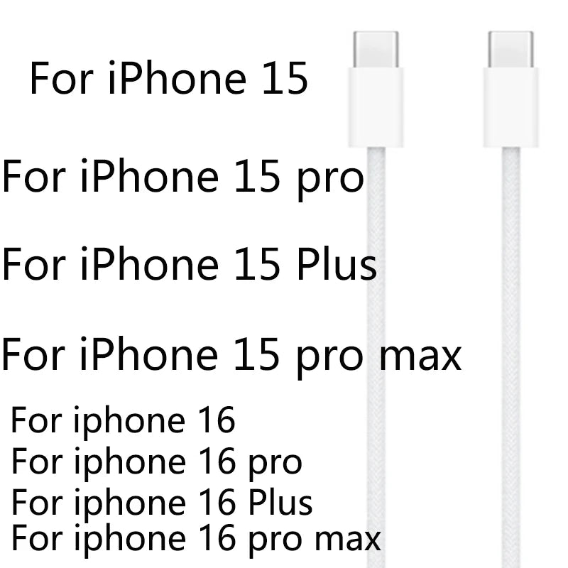 2025 20W Fast USB-C Power Adapter for iPhone 16/15/14/13/12 Mini Pro Max - High-Speed Charging Cable Included